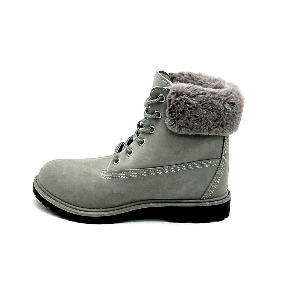 Bamboo Womens Winter‎ Faux Fur Lace Up Boots Gray Sz 6 NEW w/ Minor Storage Wear